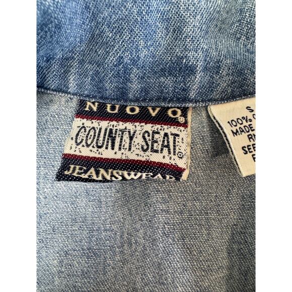 Vintage County Seat Denim & Plaid Zip Jacket S 80s‎ 90s Gorpcore Cottagecore - Picture 8 of 12
